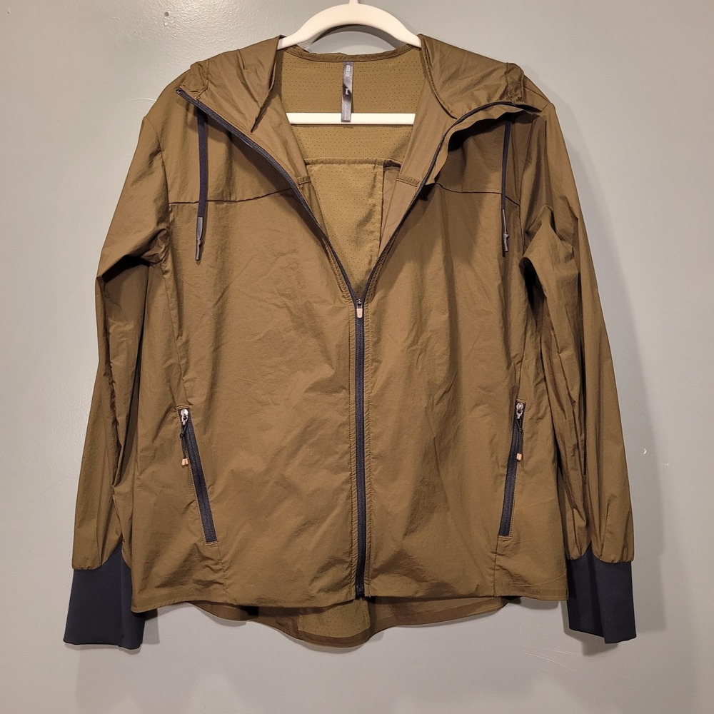 REI Co-Op Lightweight Windbreaker Jacket With Hood, Women's Size‎ S, Green Black